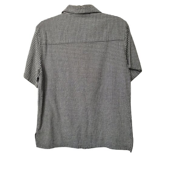 Vtg Bobbie Brooks Womens Black Gingham Short Sleeve Button-Up Shirt M Patchwork - Picture 2 of 12